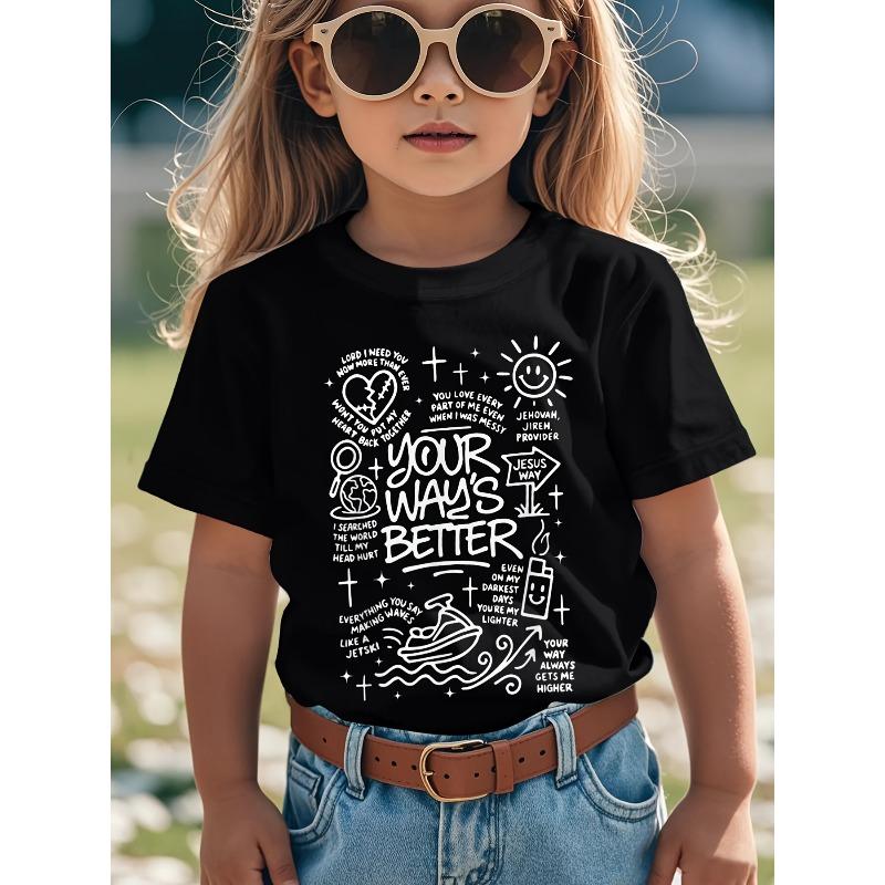 

European sizes Black T-Shirt with Hand-Drawn Illustrations and Featuring Fun Doodles - Ideal for Summer Days and Trendy Everyday Wear! 164cm чорний
