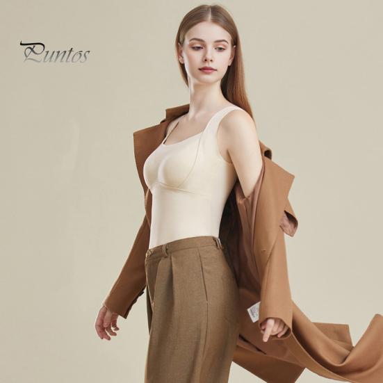 Vestă de fund Forma de cupă 3D Căldură Confortabilă cu autoîncălzire Top termic căptușit fără sudură Toamnă iarnă Vestă de bază