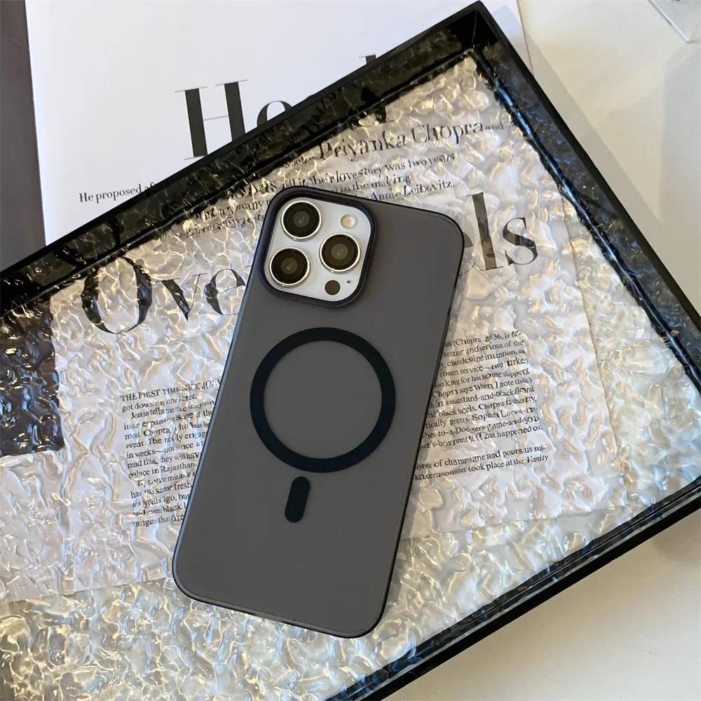 Matte Ultra-Thin for Magsafe Case For iPhone 15 16 14 11 12 13 Pro Max Plus Magnetic Wireless Charger Hard PC Translucent Cover