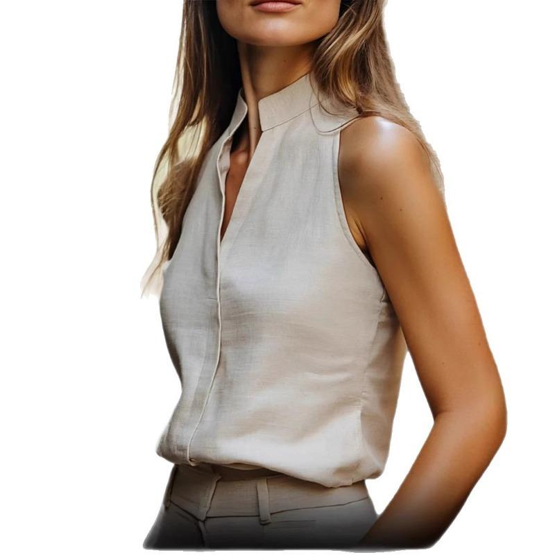 Women's new summer style fashionable and elegant V-neck sleeveless slimming top