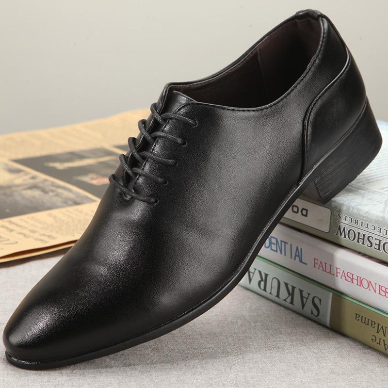 Korean Style Spring and Summer White Pointed Lace Up Men's Business Formal Wear British Casual Shoes