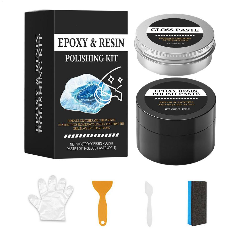 Epoxy Polishing Kit for Resin Creamy Paste Removes Scratches Acrylic Polishing Kit for Homeowners Beginners Art Projects Table as shown