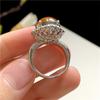Imitation Natural Chalcedony Ice Type Full Color Red Jadeite Egg Surface Ring Women's Inlay Silver-plated Fashion