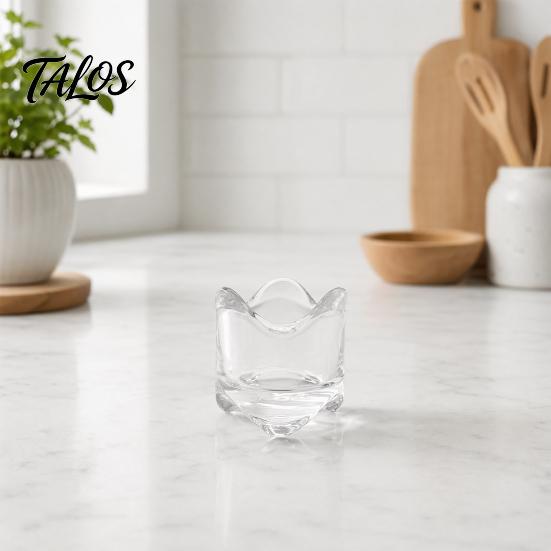 Talos Glass Candle Holder, Irregular Rippled Tealight Cup with Crystal Clear Thickened Glass, Minimalist Romantic Desk Decor for Bedroom Living