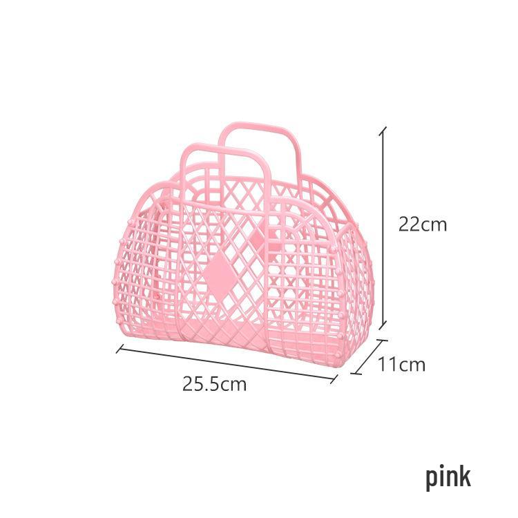 Foldable Plastic Supermarket Tote Basket - Hollow Design for Shopping, Fruits, Toys, and More.