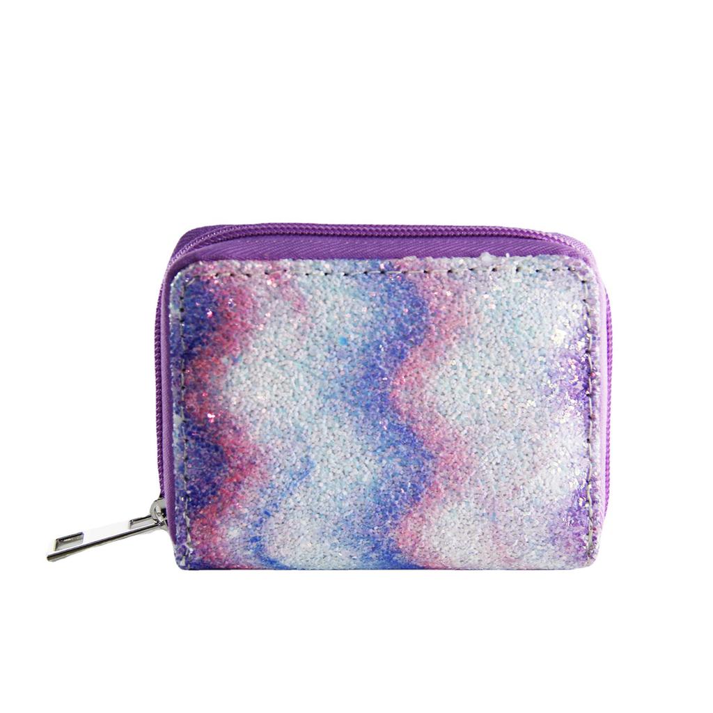 Glitzernder Farbverlauf Damen kurze Reißverschluss kleine Geldbörse, Geldbörse Kartenetui Kindertasche