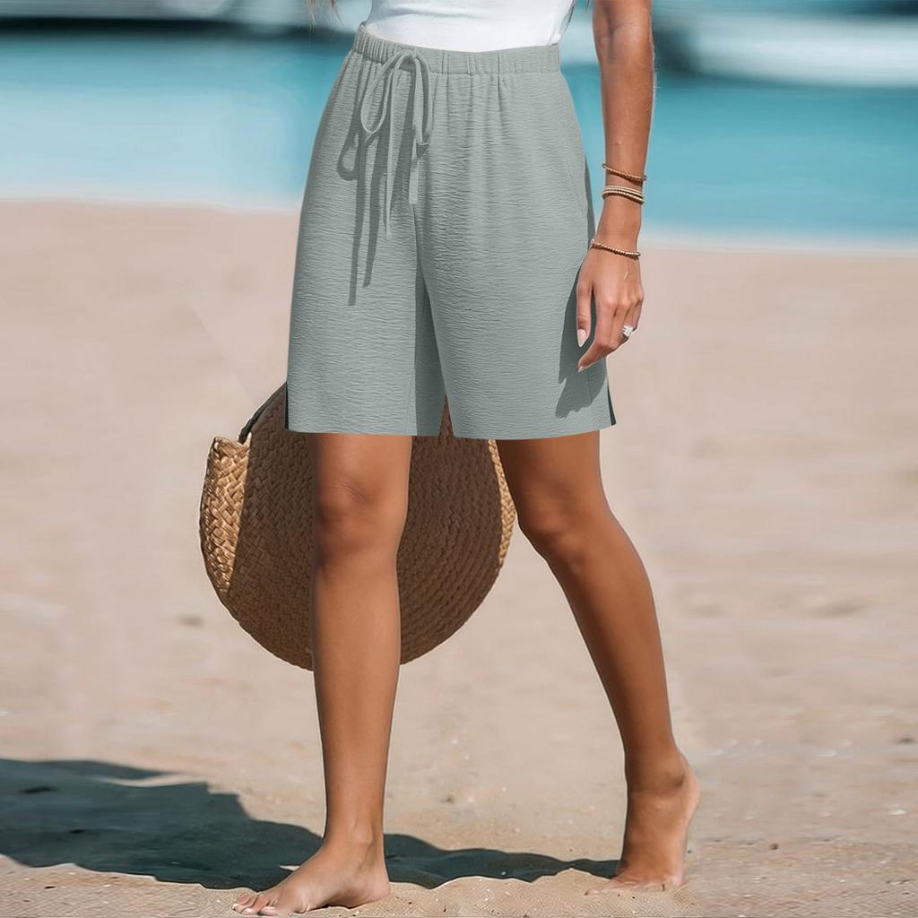 Women's Loose Straight Drawstring Pocket Casual Shorts