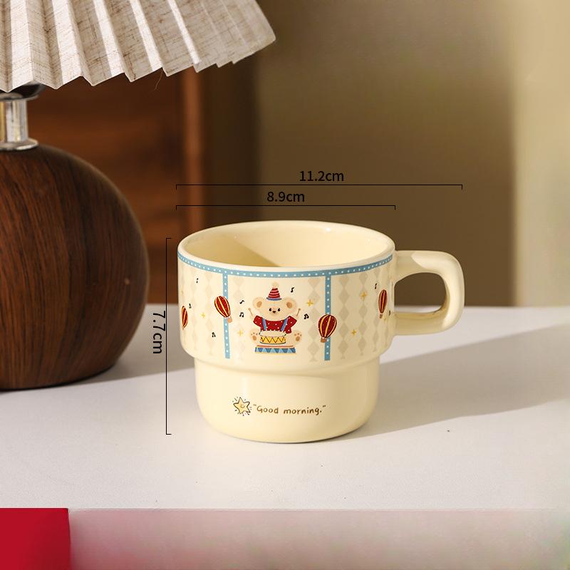 

Цирковой мультфильм Керамические штабелируемые чашки Подарки на День защиты детей Высокая ценность Бытовая кружка Чашка для кофе Чашка для воды 301-400ml