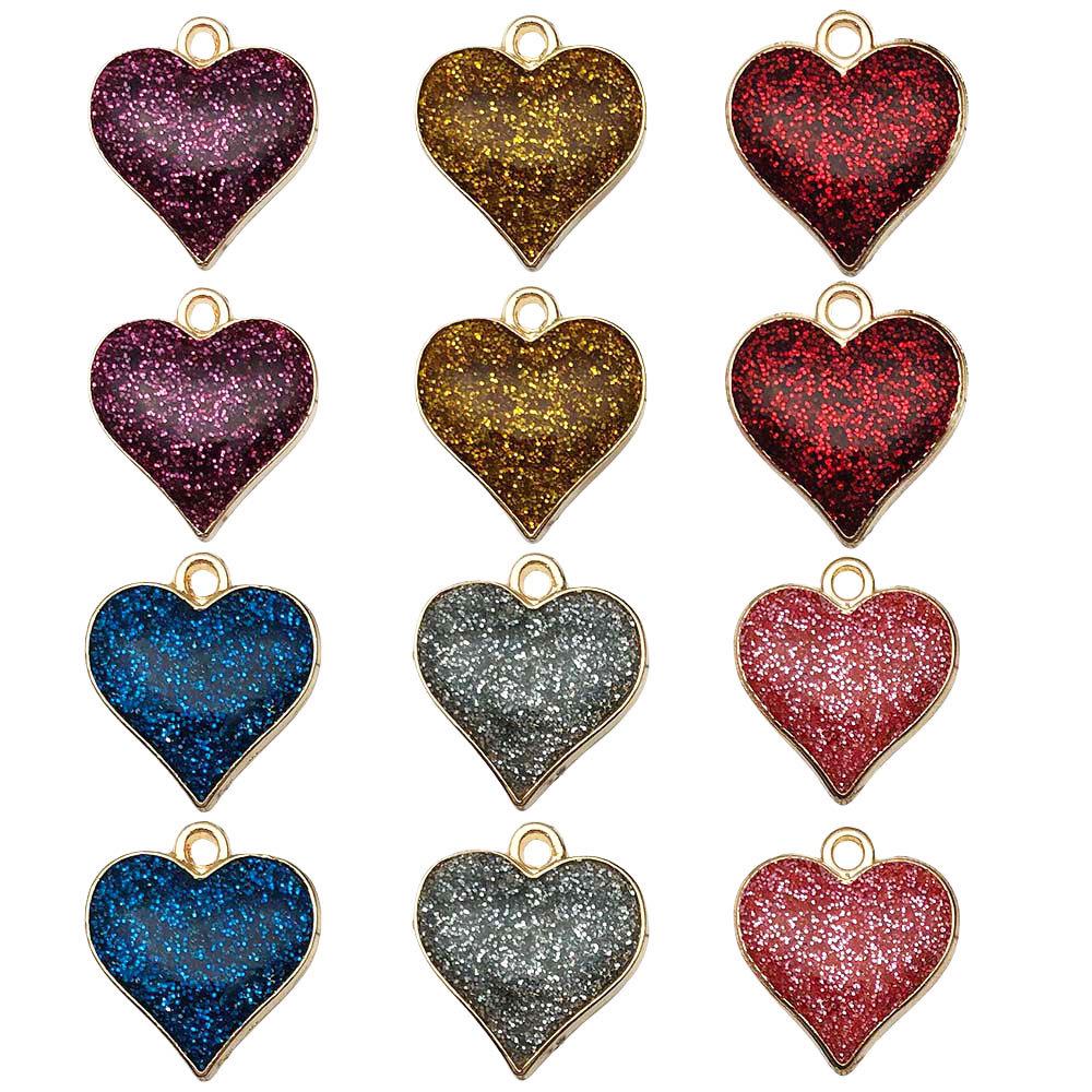 Mixed Drip Oil Heart-Shaped Pendant Charms - Handmade Necklace & Bracelet Accessories, Minimalist Style