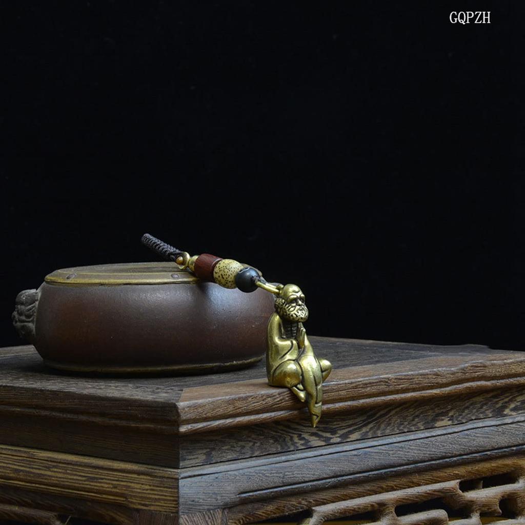 Mini Cute Daruma Daishi Seated Statue Brass Daruma Statue Small Traditional Craft Prosperity of Money Luck Feng Shui Daruma God Statue Buddhist