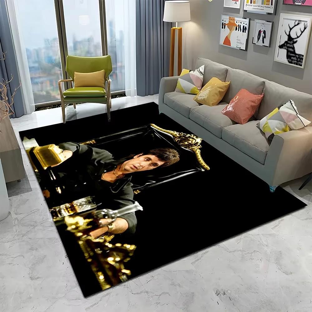 Tappeto Scarface 3D Classico Film Tony Tappeto per Casa Soggiorno Camera da Letto Divano Zerbino Decorazioni, Tappeto Area Giochi Bambini Tappetino Antiscivolo