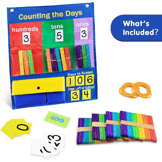 Godery Place Value Charts & Counting Caddie Pocket Chart for Classroom (Hundreds, Tens, Ones)