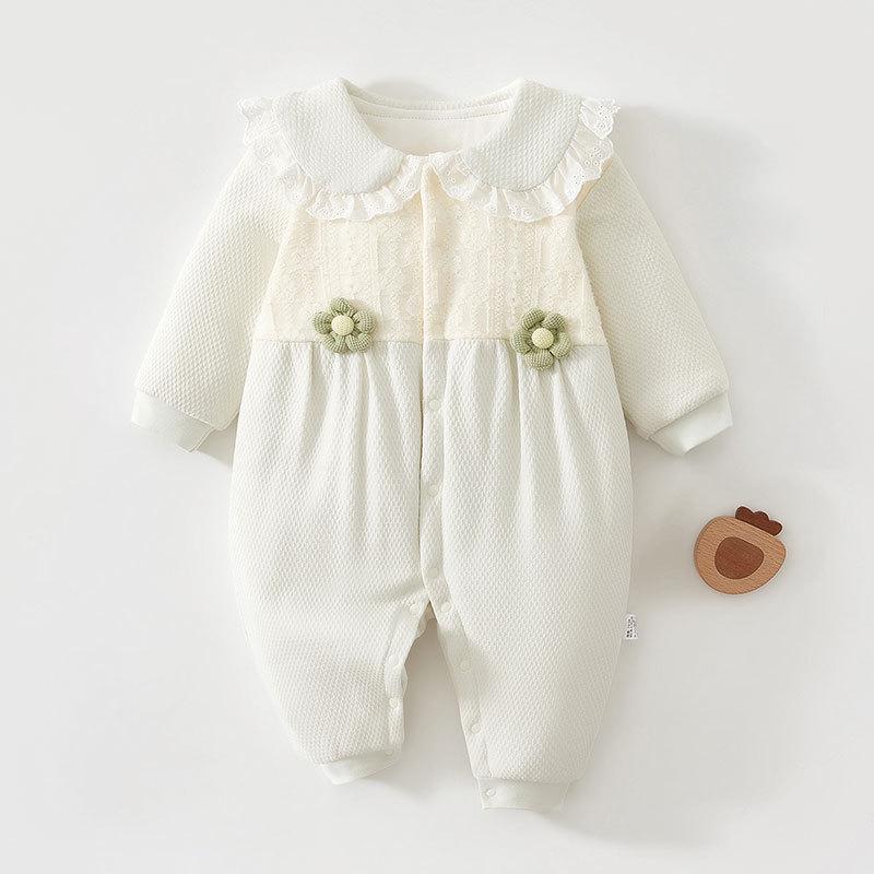 Little Flower Autumn Crawling Suit: 40g Pure Cotton Newborn Bodysuit & Outdoor Romper