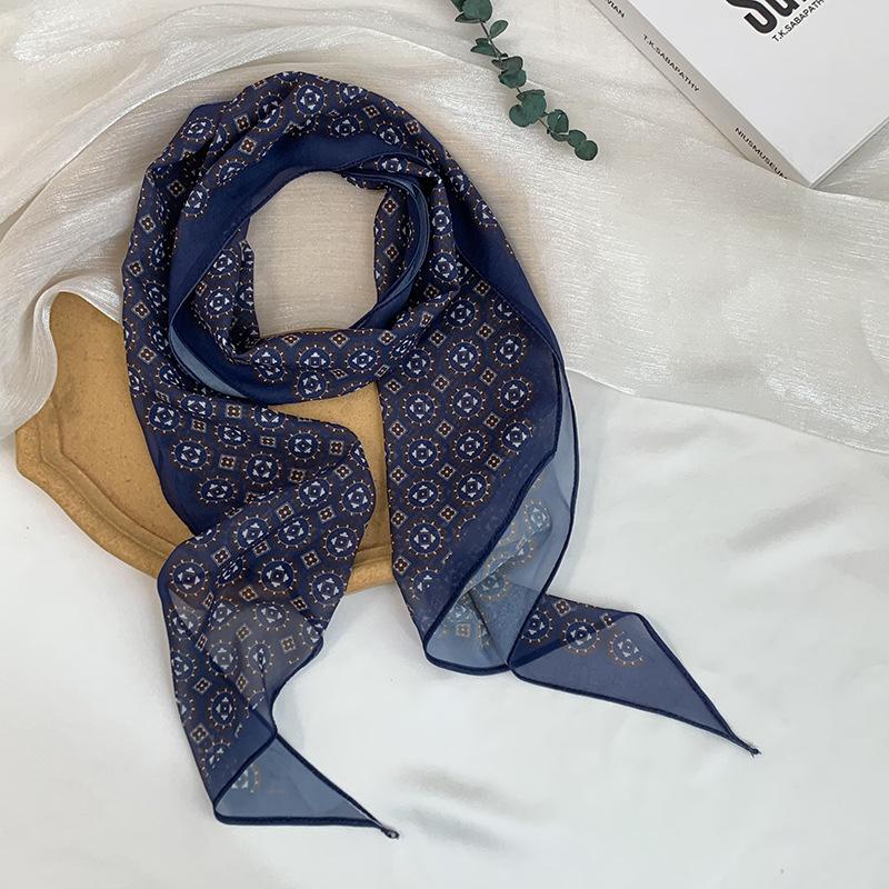 Long Silk Scarf Neck High-end Decorative Scarf Multi-functional Floral Headscarf Headband Hair Tie Waist Belt Streamer
