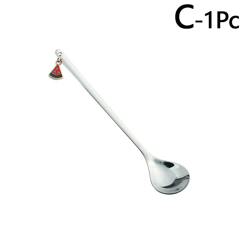 Edelstahllöffel Rührlöffel mit Fruchtanhänger Kaffeemischlöffel Dessertlöffel Tischdeko Partygeschenk Küchenwerkzeug