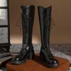 2025 Autumn and Winter Martin New Slim Tall Knight Boots Retro Boots Thick-soled Thick-heeled High-heeled Boots Women's Boots