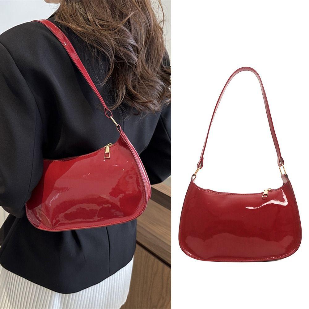 Luxusní dámská kabelka přes rameno, kožená malá kabelka, moderní jednobarevná kabelka do podpaží pro ženy