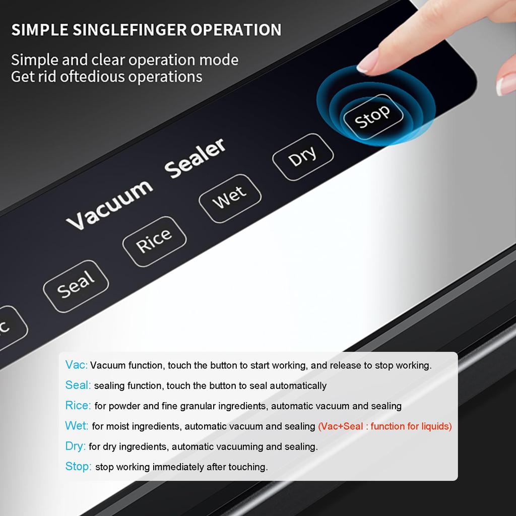 Automatic Vacuum Sealer Home Kitchen Food Saver Sealing Machine with 30 Textured Bags