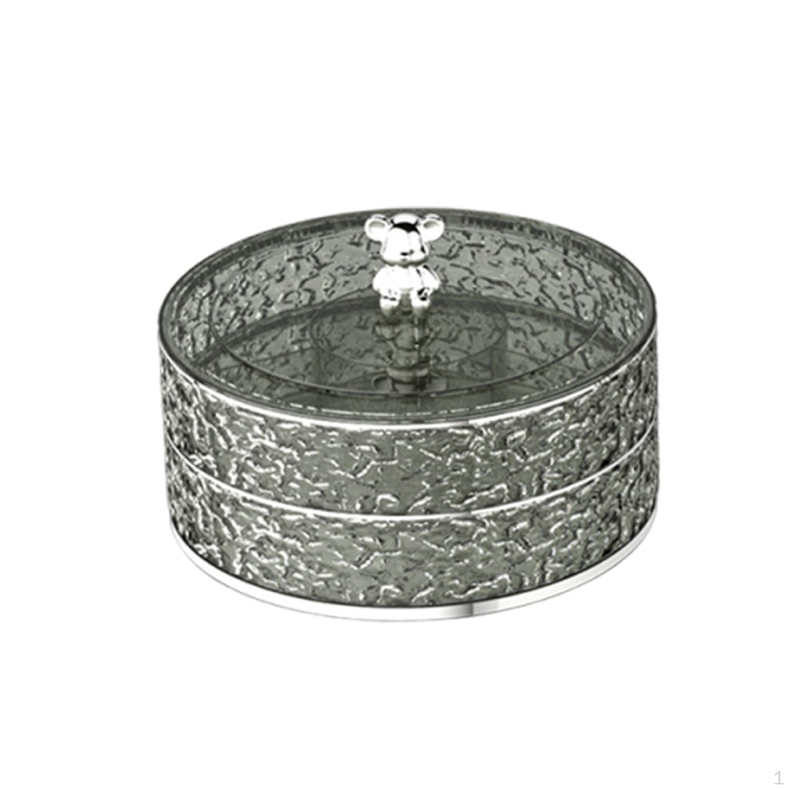 

2-Tier Rotating Serving Tray for Appetizers, Ideal Cakes, Dry Goods And Sweets. Clear Gray Sliver