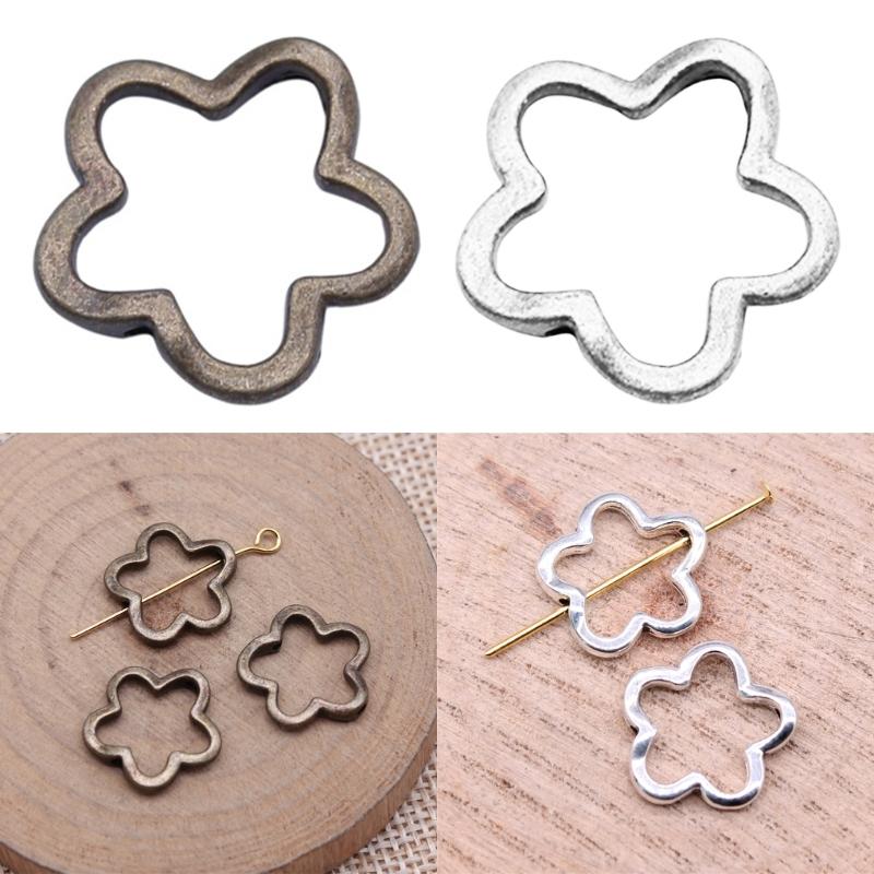 20pcs/lot Antique Silver Bronze Hollow Flower Beads Loose Bead Spacer Connectors DIY for Jewelry Making Bracelet