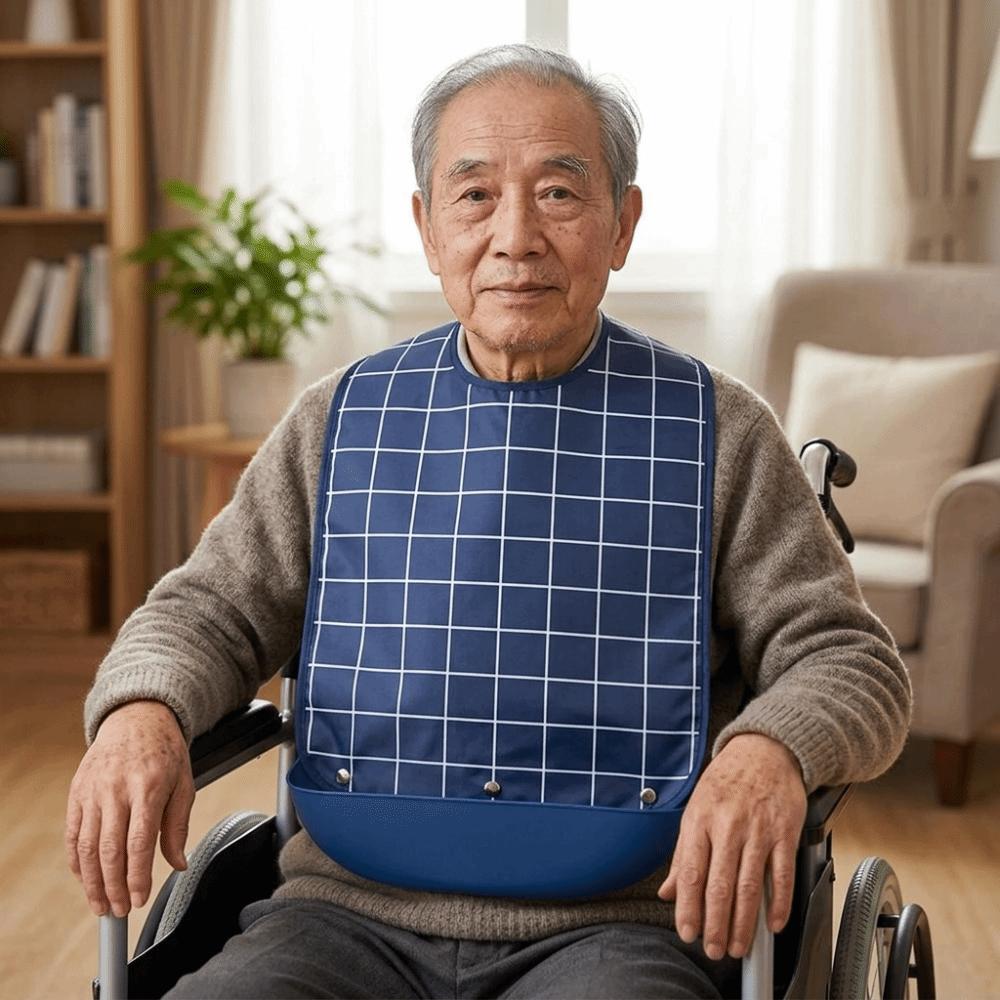 Large Size Elderly Bib Stain Resistant Eating Smock Clothing Protector Mealtime Bib Adult Feeding