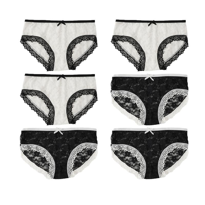 

1/6 шт. Женские кружевные бесшовные трусики Мягкое и дышащее нижнее белье С вырезами L