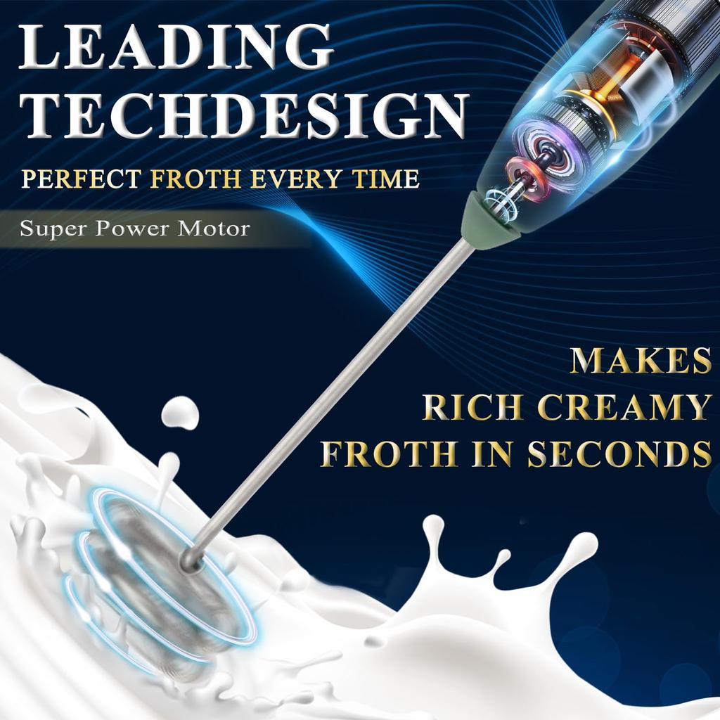 Hand Mixer Milk Frother for Coffee Matcha Handheld Foam Maker Electric Whisk Drink Mixer Rechargeable Egg Beater With Stand