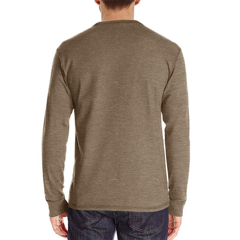 Men's Long-Sleeve Henley Crew Neck T-Shirt for Autumn and Winter