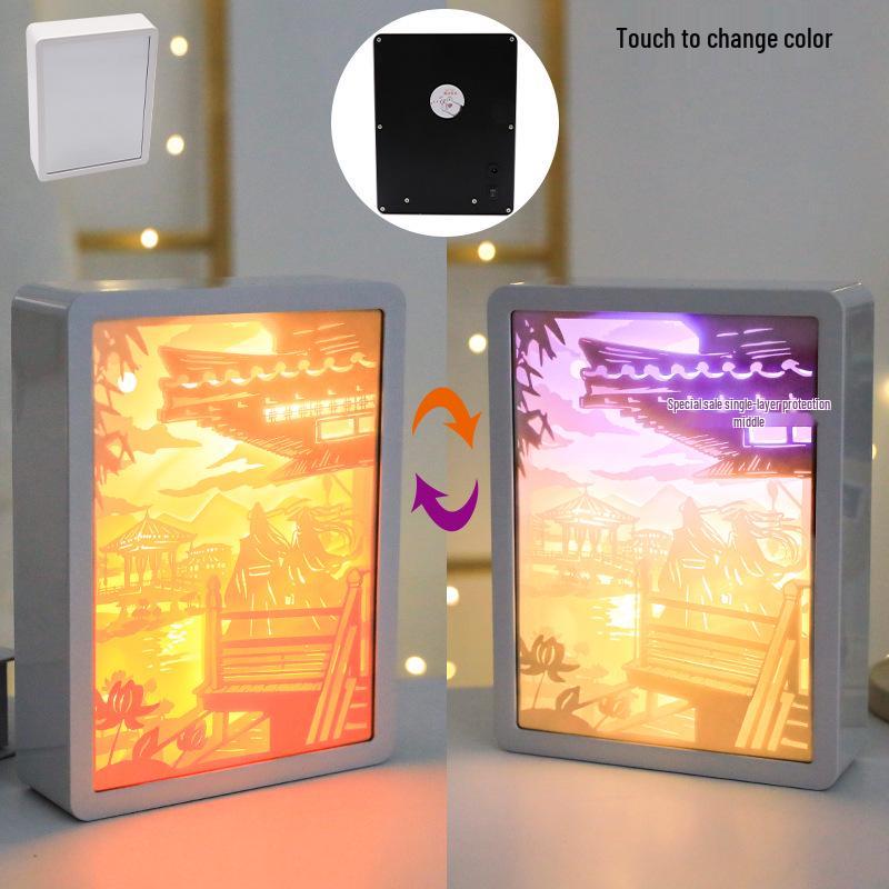 3D Paper Carving Night Light - Creative Shadow Lantern