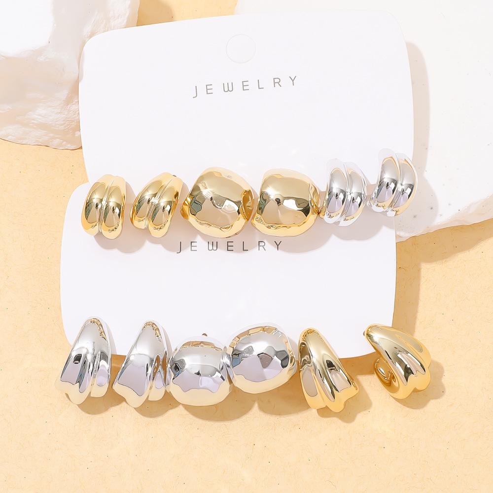 Geometric Personality Fashion Stud Earrings Ins European and American Acrylic Gold-plated Stud Earrings Set