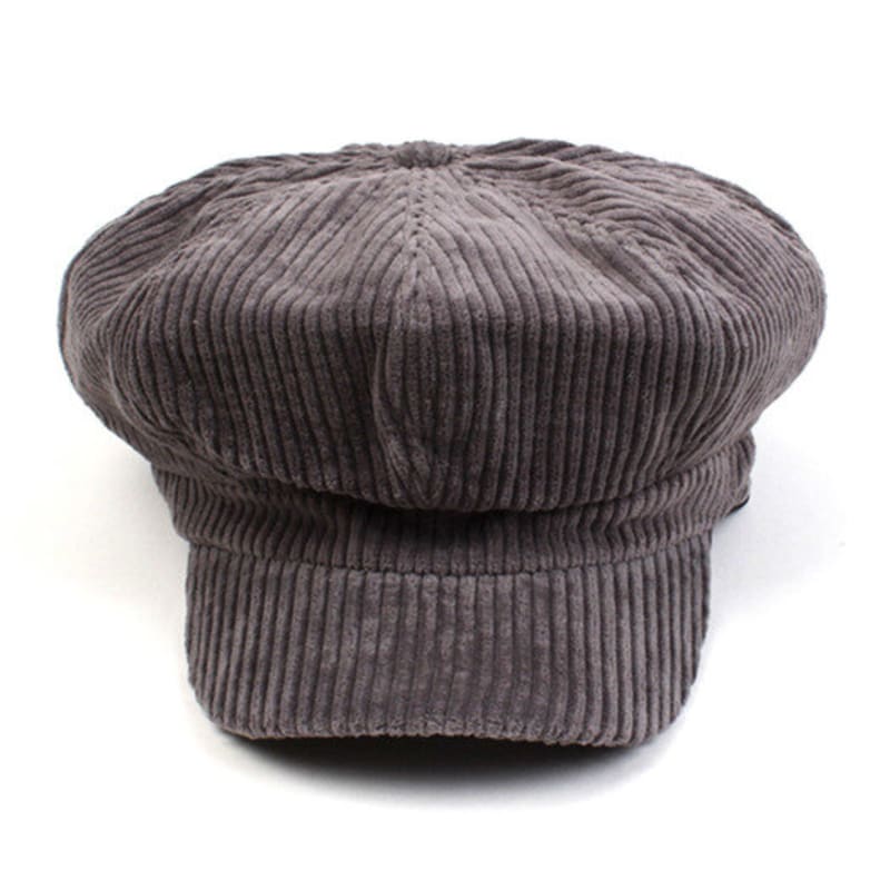 Universal chemistry Belted Bold Corduroy Gray Newsboy Cap
