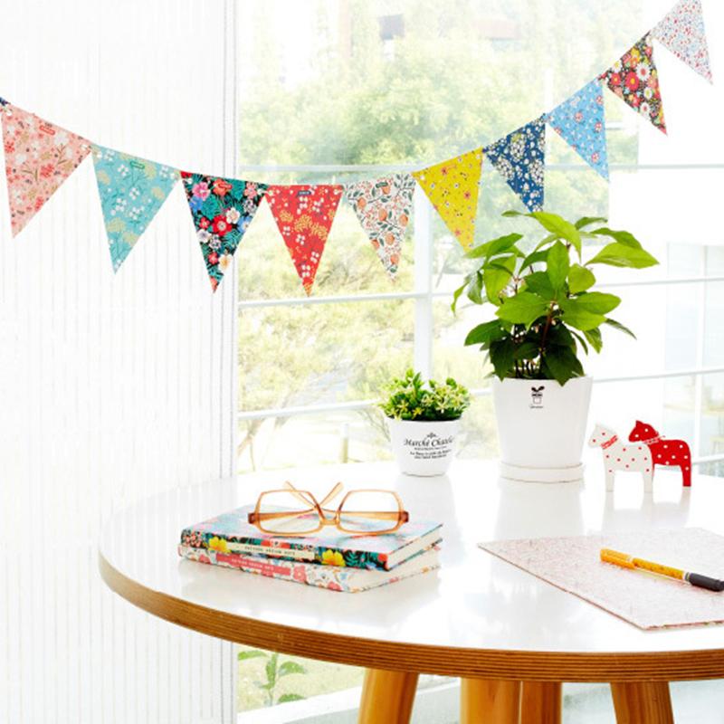 12er Set Geburtstagswimpel Vintage Blumenmuster Fahnen DIY Papiergirlande Fahnen Festival Wimpelkette Partyzubehör