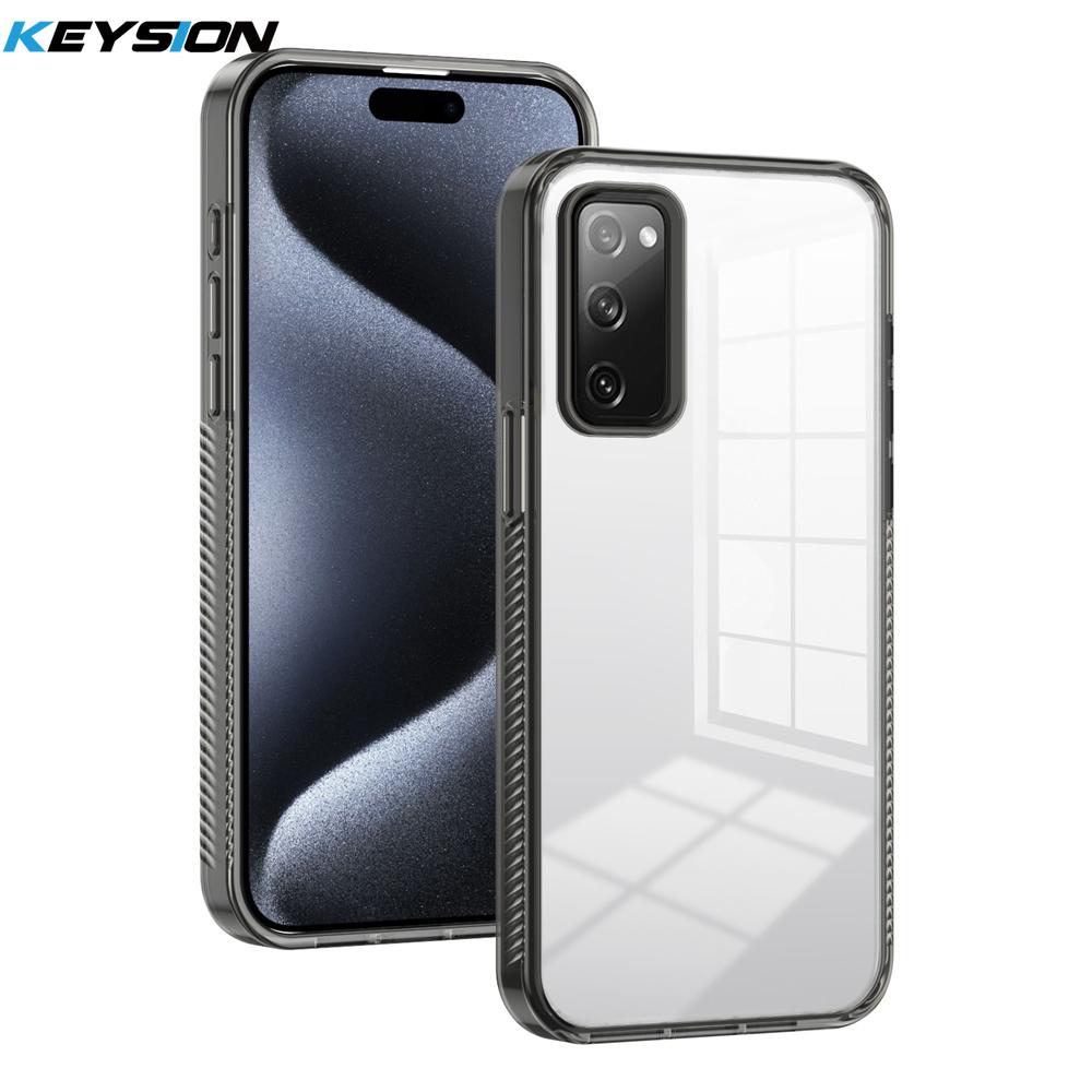 KEYSION Transparente Hülle für Samsung S20 FE 5G Weiches TPU+PC Rutschfest HD Klar Stoßfest Handy-Rückseite für Galaxy S21 FE 5G