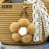 Women Keychain Plush Flower for Handbags, Five-petal Bag Charm, Charm Fluffy Backpack Hanging Accessory