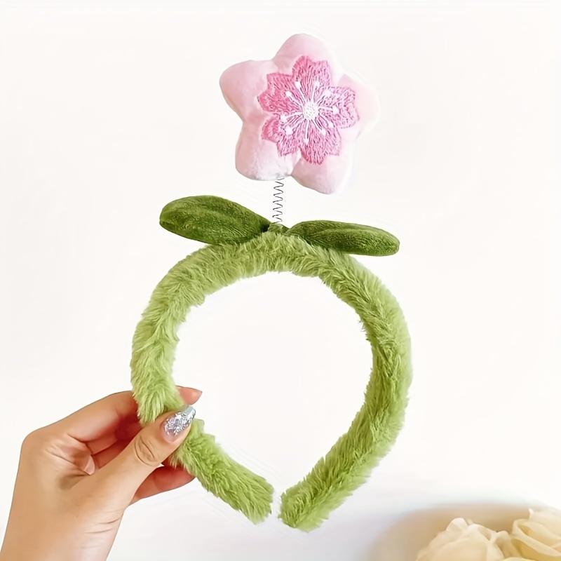 1pc Women S Cute Charming Peach Plush Hair Hoop Women S Face Washing Non-Slip Soft Hair Band