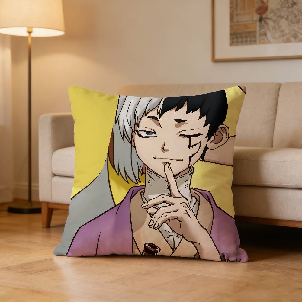 Anime D-Dr. Stone Pillow Case Pattern Printed Pillowcase For Living Room Sofa Cushion Cover