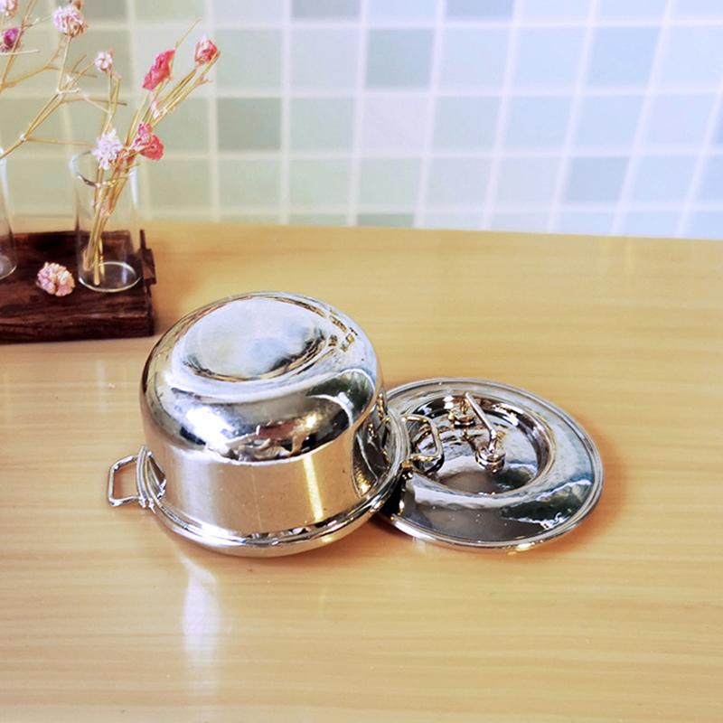 1/12 Dollhouse Miniature Imitated Stainless Steel Casserole Kitchen Cookware