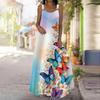 Women's Slip Dress Maxi Long Dress Butterfly Flowers Print Stitching Print Dress Spring & Summer Leisure Vacation
