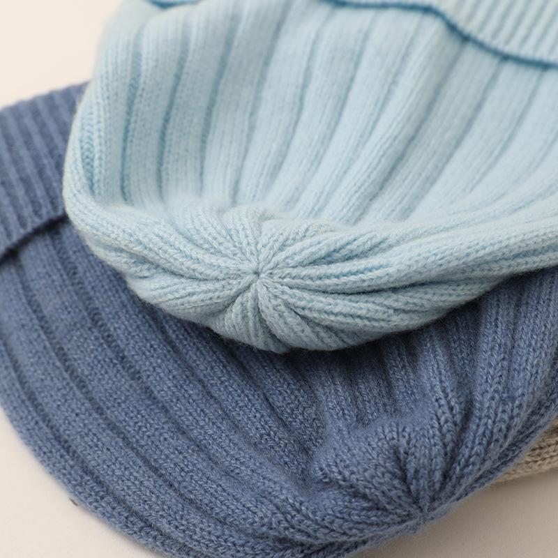 

Cashmere knitted hat plain suit thermal ear hat girls wool hat new children s autumn and winter рожевий