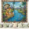 The Flintstones Cartoon Wall Tapestry Aesthetic Wall Hanging Printed Fabric Blanket Decorative Tapestries for Bedroom Living Room Home Decor