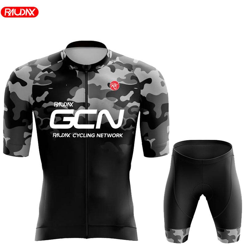 RAUDAX GCN 2025 Men Short Sleeve Cycling Set Ropa Ciclismo Hombre Summer Cycling Clothing Triathlon Bib Shorts Suit Bike Uniform