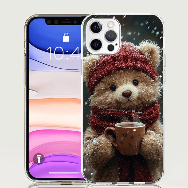 Animal Brown Cute Bear Phone Case For iPhone 17 Air 16 15 Plus 11 14 Pro Max 13 Mini 12 7 8 + SE Pattern Art Customized Cover 17