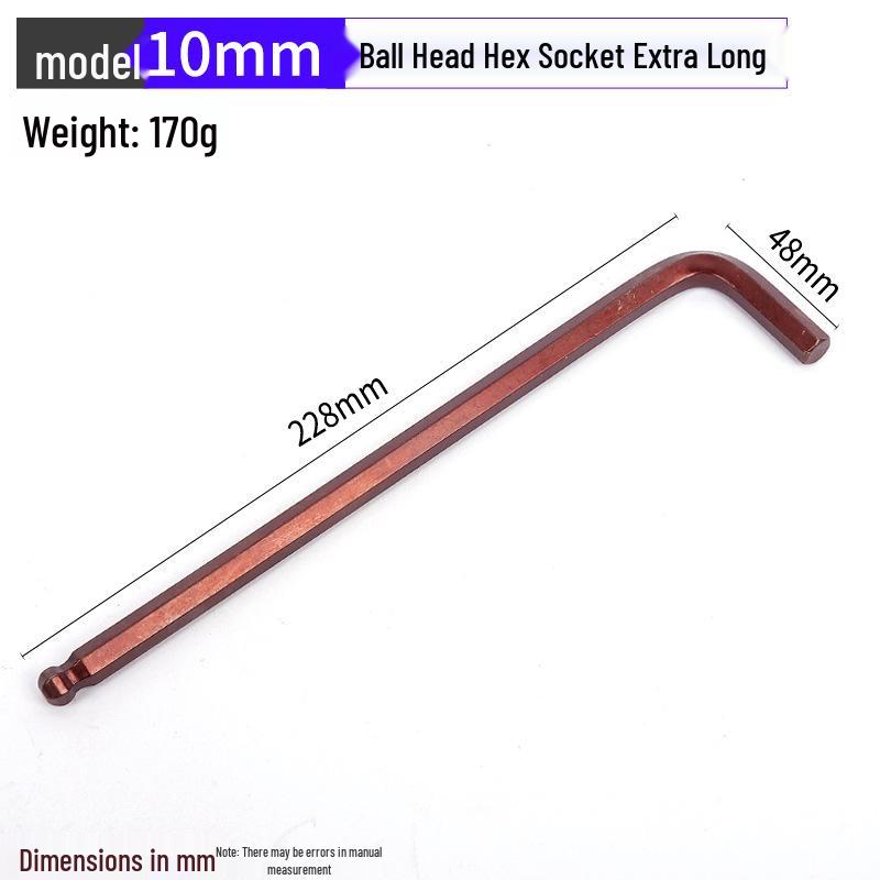 Antik Bronze Rot Extra Lang L-förmiger Kugelkopf S2 Sechskantschlüssel Gehärteter Sechskantschlüssel