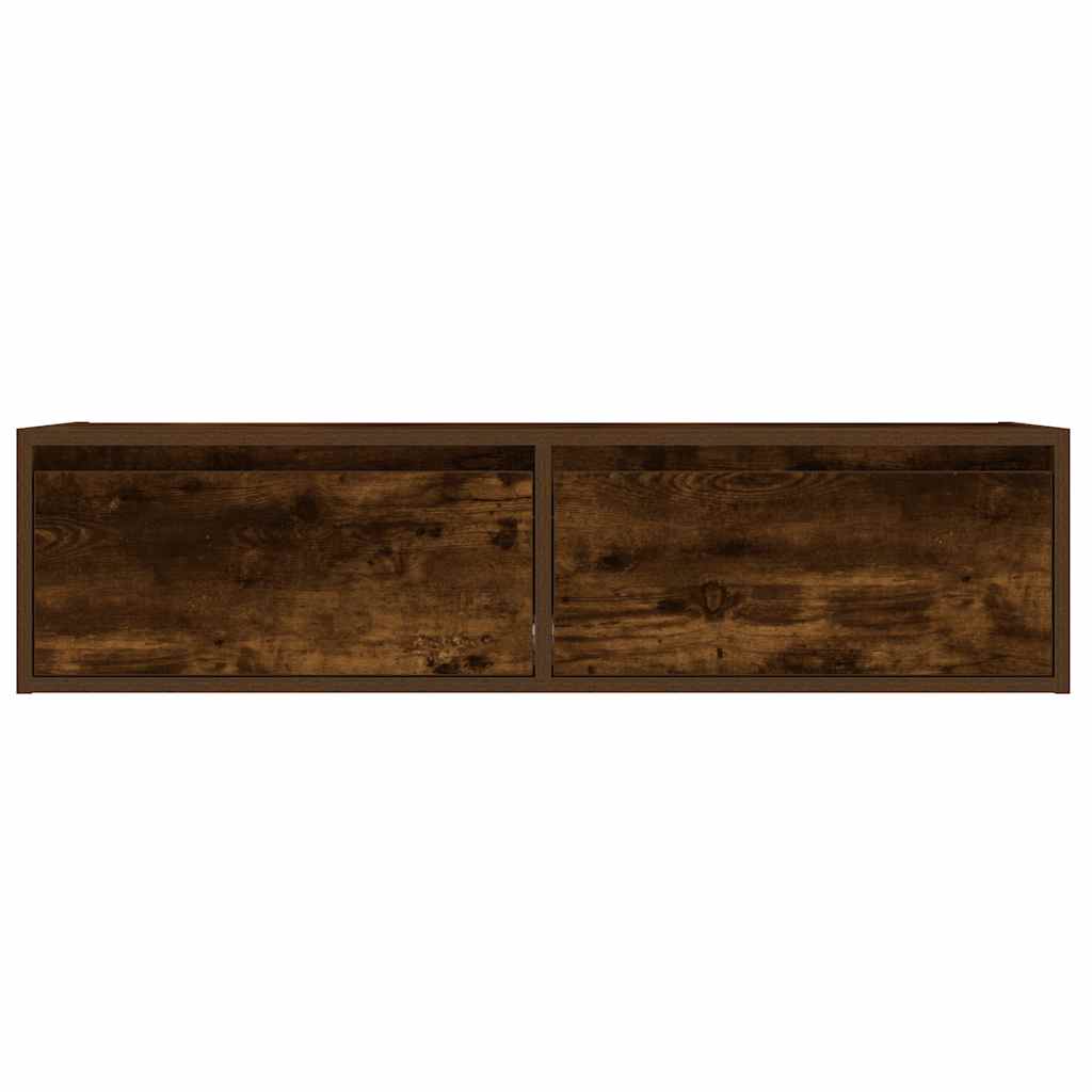 TV Cabinet with LED Lights Smoked Oak Finish 100 x 35.5 x 25 cm