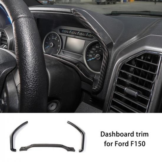 

3X Inner Dashboard Meter Strip Trims Cover Kit For Ford F150 2015+ Carbon Fiber