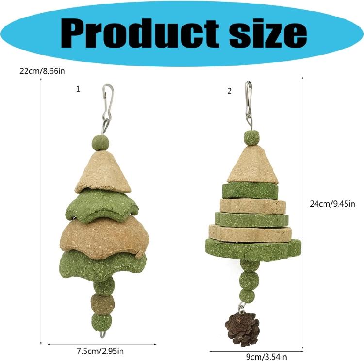 Timothy Alfalfa Pet Cage Enrichment Toy for Rabbits and Hamsters, Small Animal Hanging String for Daily Chew and Mental Stimulation