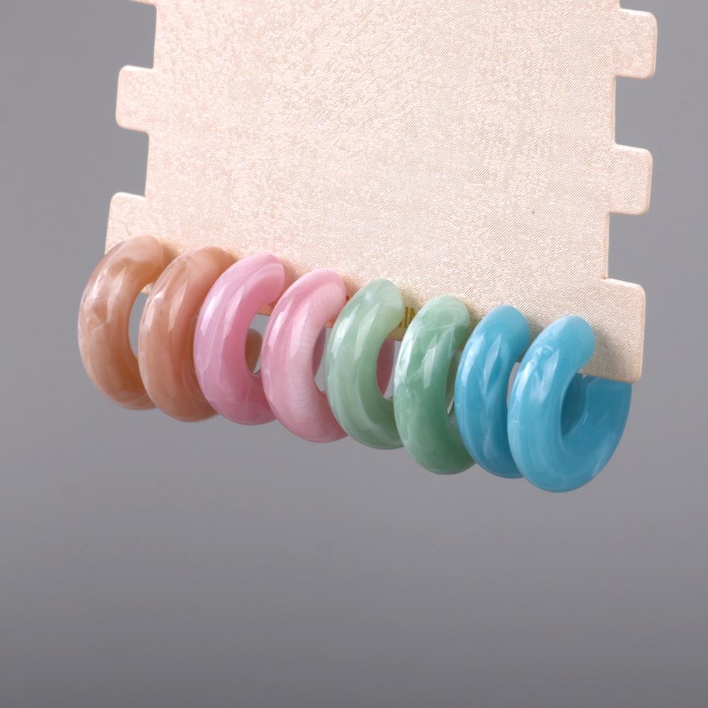 New Boho 4 pair/set Multicolor Acrylic Small Hoop Earrings Original Resin Geometric C Shape Drop Earring Jewelry Sets for Women