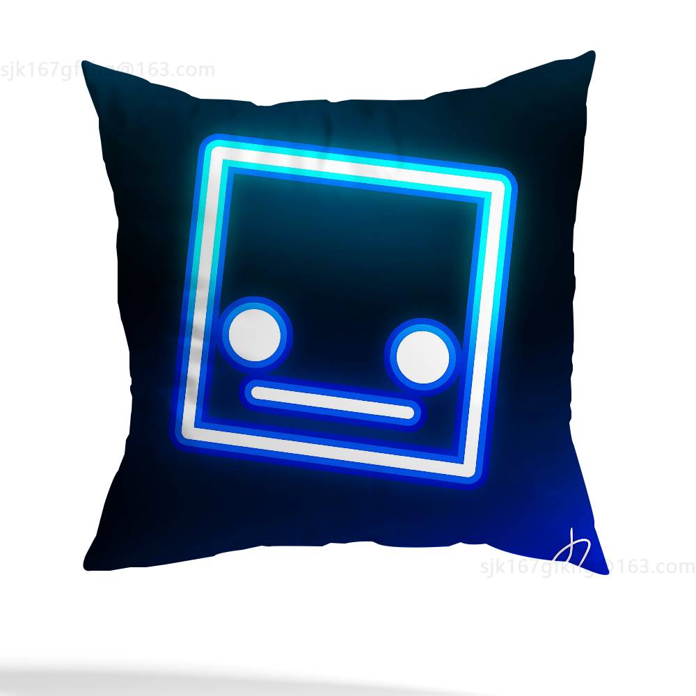 Game G-Geometry D-Dash-s Pillow Case Anti-dustmite Pillowcase Invisible Zipper Silky Short Plush Sofa Cushion Cover