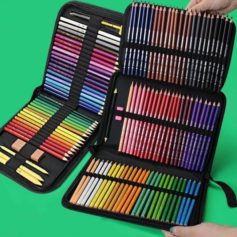 168 Suit Hole Pen Curtain Black Folding Pencil Case Color Pencil Pen Insert Professional Painting Pencil Bag Student Station