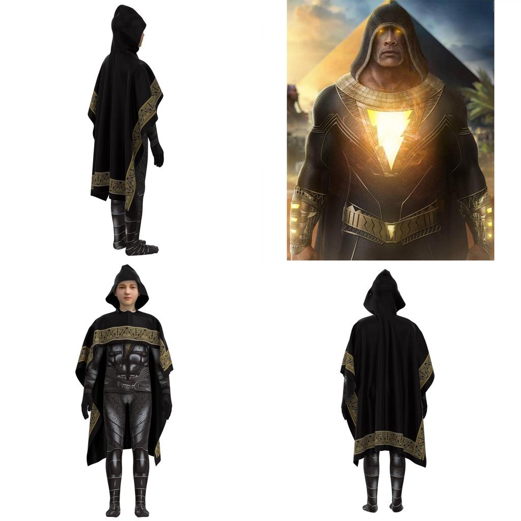 Black Adam Halloween Cosplay Costume Set For Kids And Adults